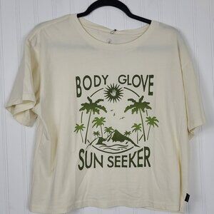 Body Glove Sun Seeker T-Shirt-Cream/Olive Green SZ Large